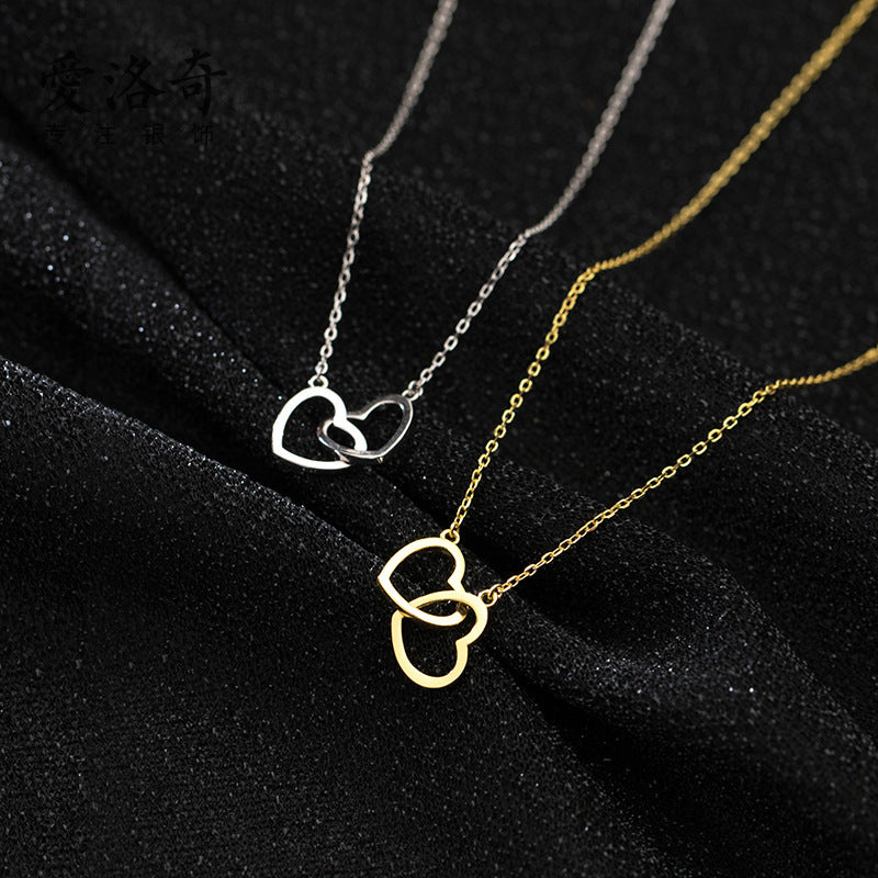 Double Heart Titanium Necklace - Aeva Luxe