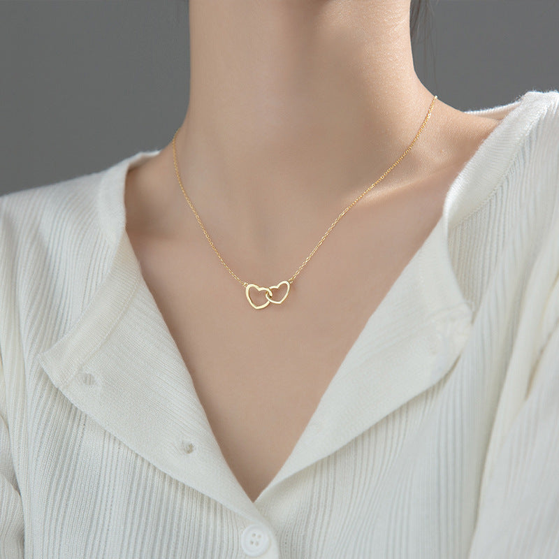 Double Heart Titanium Necklace - Aeva Luxe