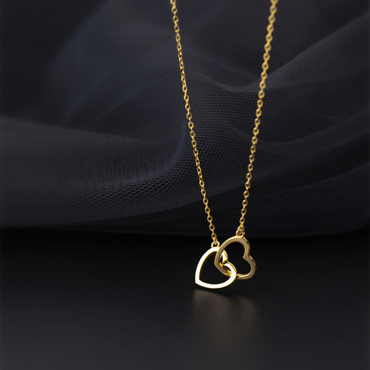 Double Heart Titanium Necklace - Aeva Luxe 